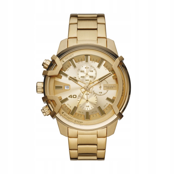Diesel pánské hodinky DZ4573 zlatý řemínek zlatý ciferník 48mm krabička