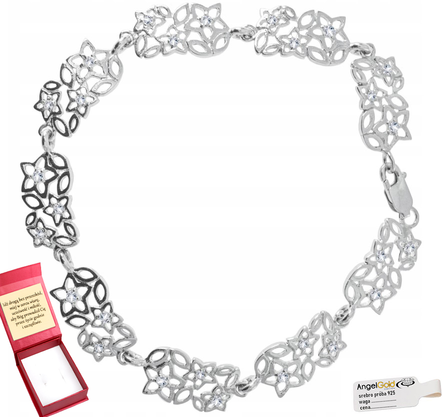 104 Stříbrný Ažurový Náramek Květiny Stříbro 925