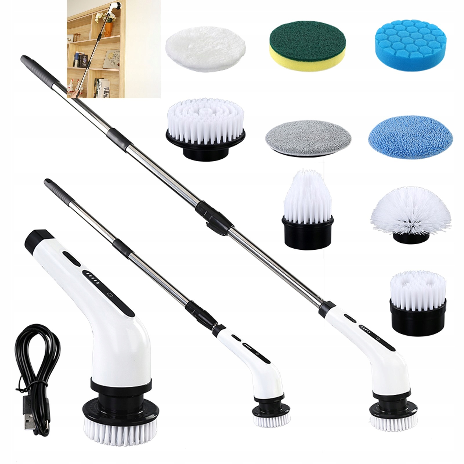 Levně Rotační Mop 9V1 Akumulátorový Elektrický Kartáč Čistící Mop Elektrický Rotační