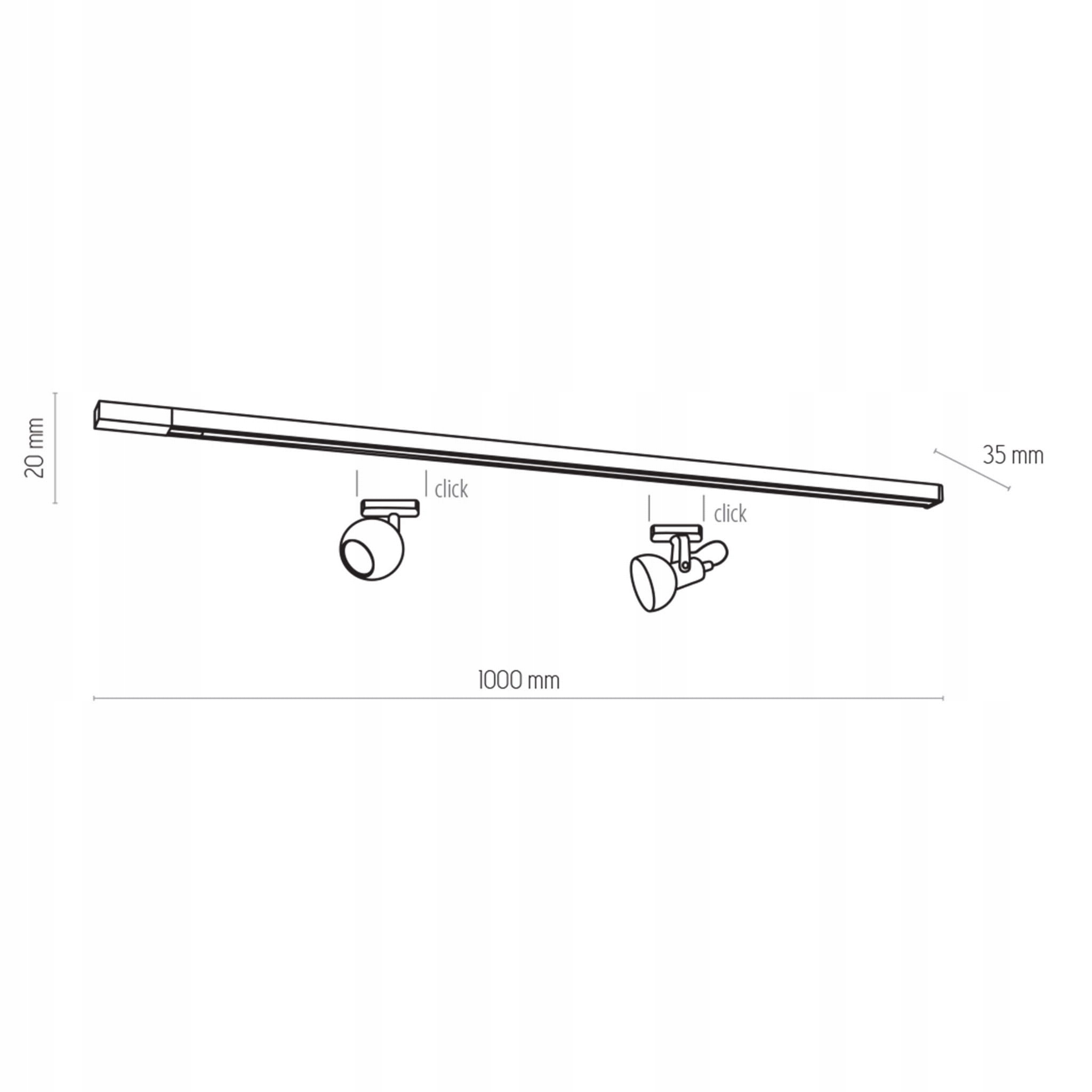 TRACER Listwa PROWADNICA Czarna 1000 MM Maksymalna moc pojedynczego źródła światła 0 W