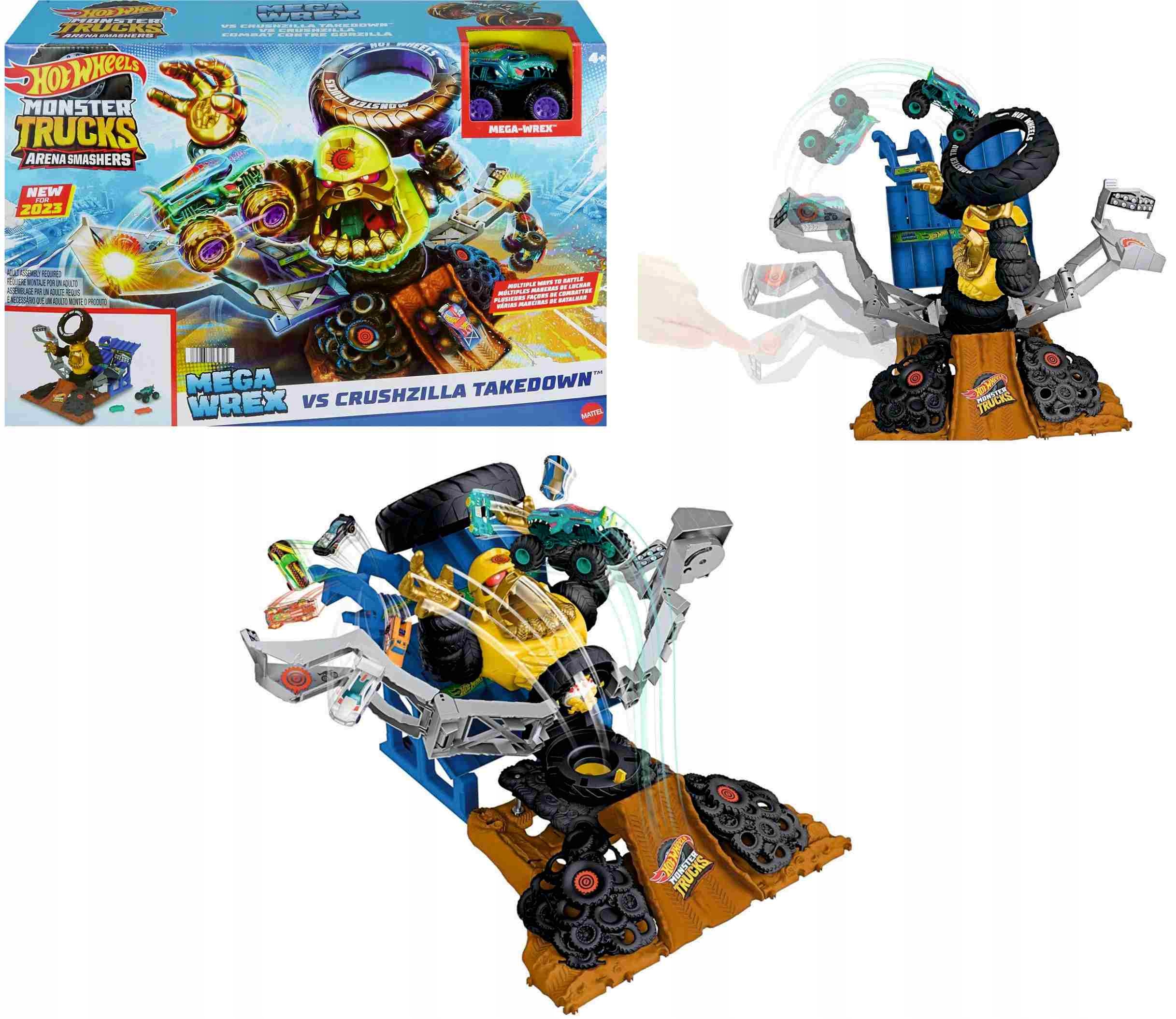 Hot Wheels Monster Trucks Zestaw Arena Smashers Mega-Wrex vs Crushzilla 4+