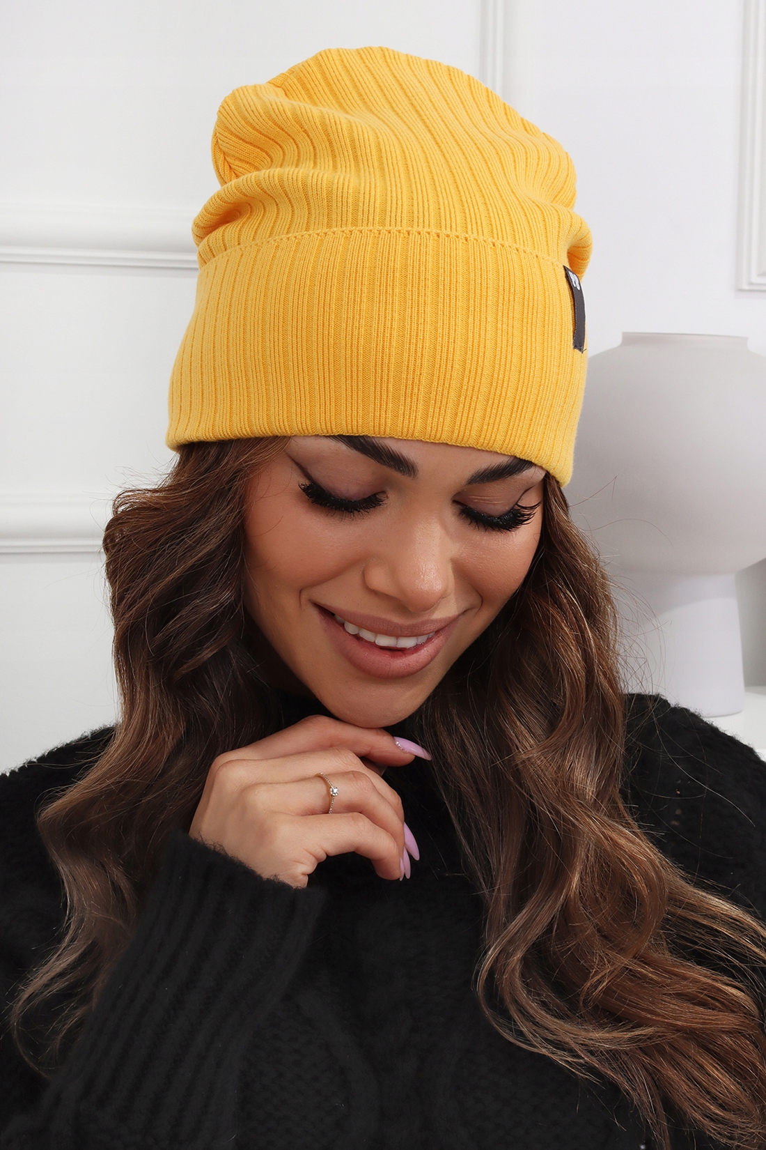 CZAPKA DAMSKA KOBIECA ZIMOWA CIEPŁA SPORTOWA BEANIE MODNA WYGODNA ŻÓŁTA Model 2754