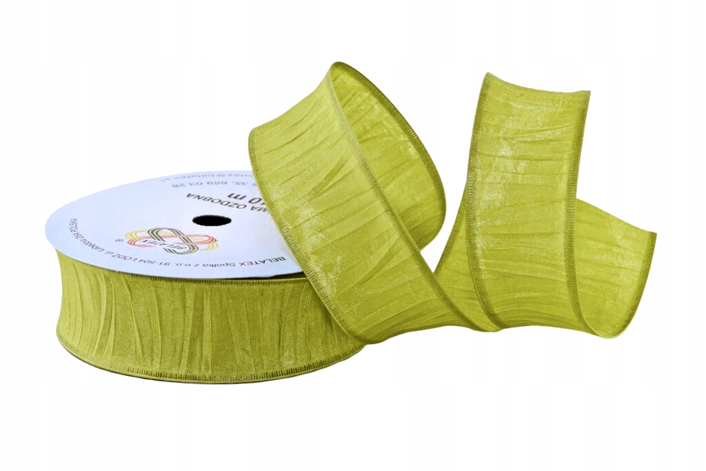 Wstążka Satynowa Gnieciona Wszerz 4cm/10m Oliwkowa