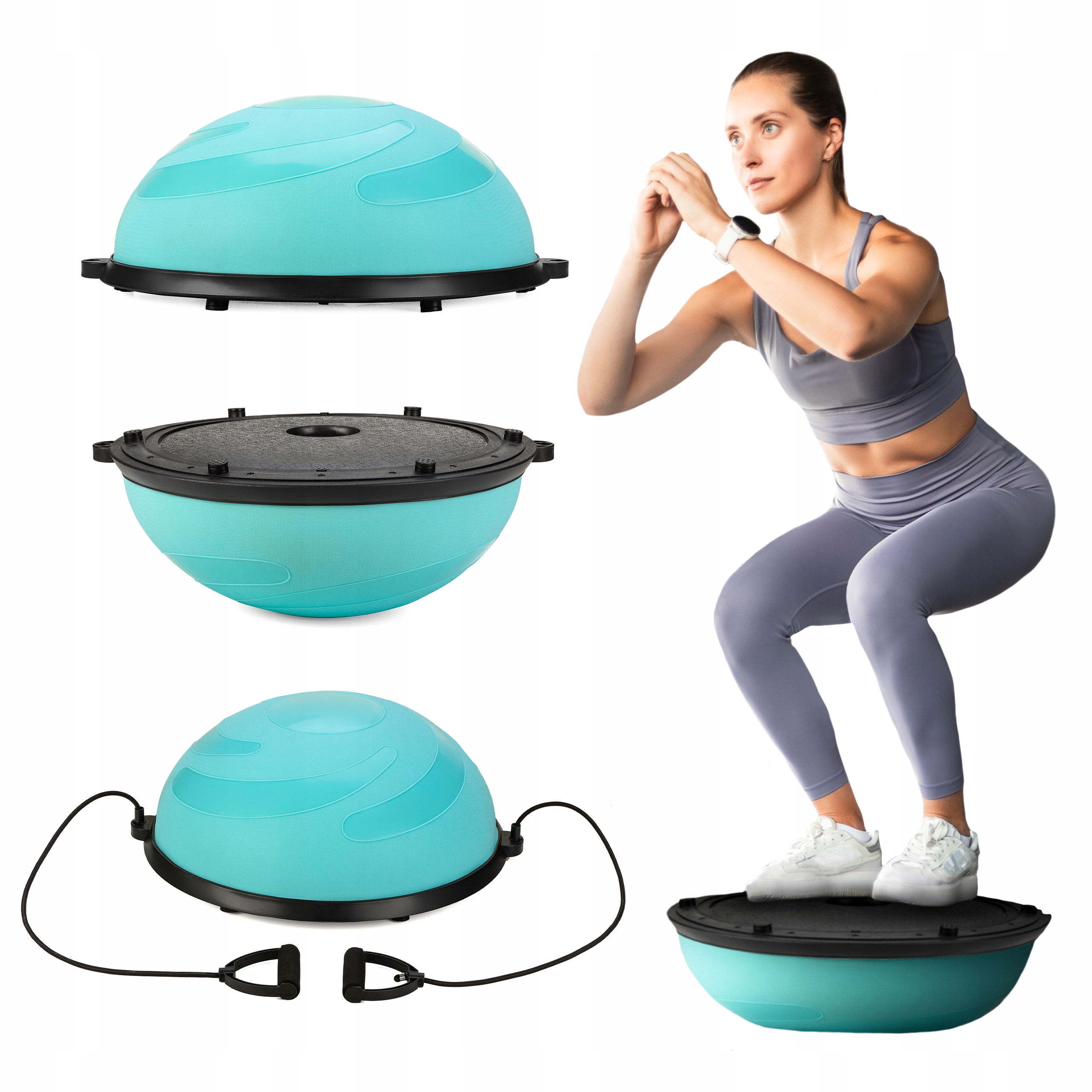 Platforma Do Balansowania Trener Równowagi Półpiłka Z Linkami+pompka Gymtek
