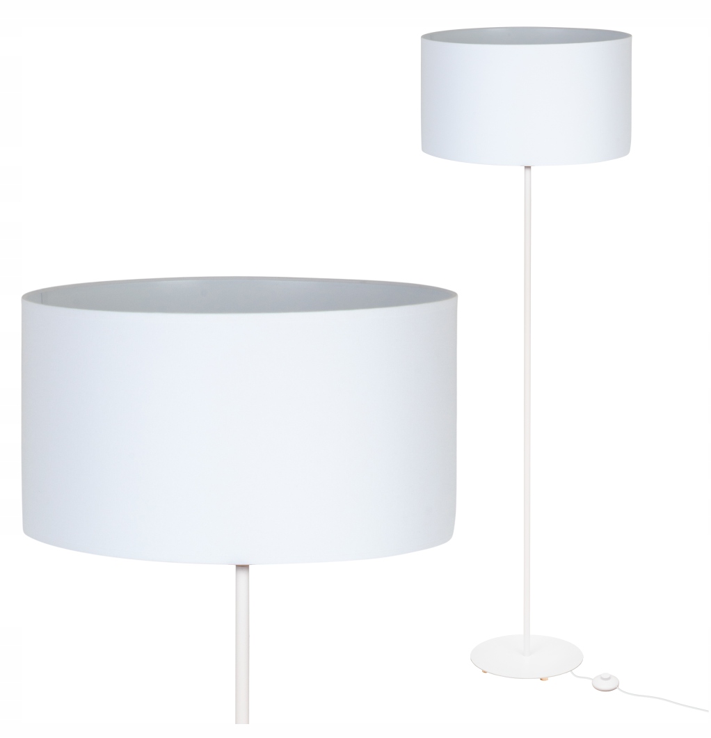 Lampa Podłogowa stojąca Metalowa abażur 140 cm 1x E27 Led Biała Klosz Magni