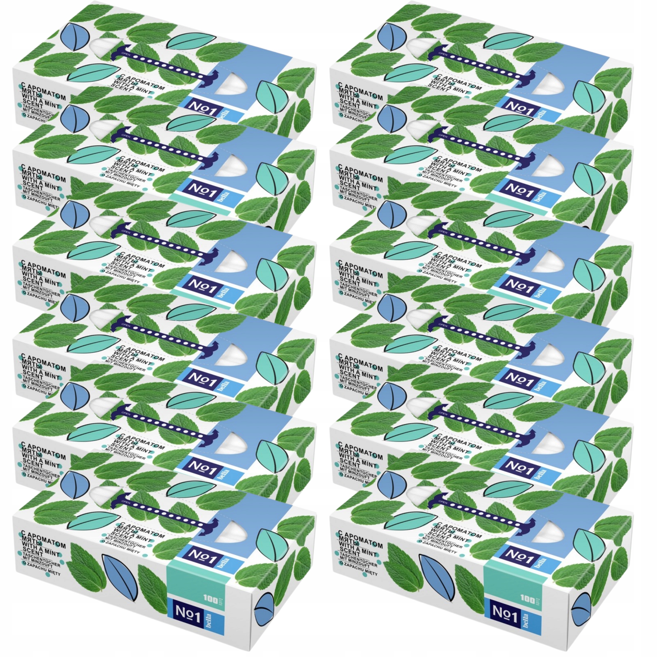 Zestaw Miętowe chusteczki higieniczne w pudełku Bella No1 150szt.