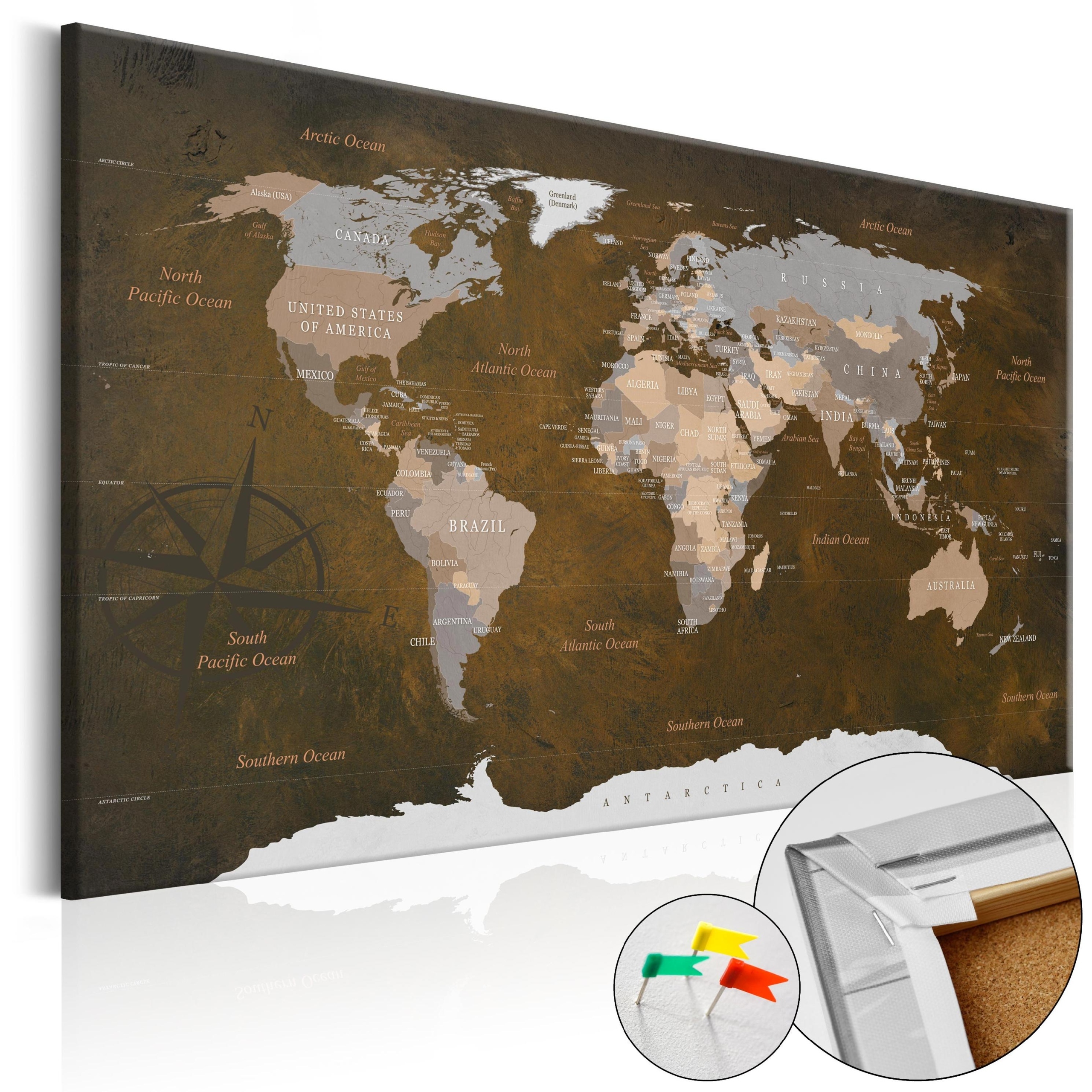 Obraz Korková Tabule Mapa Světa Politická Pro Žáka Studenta 120x80