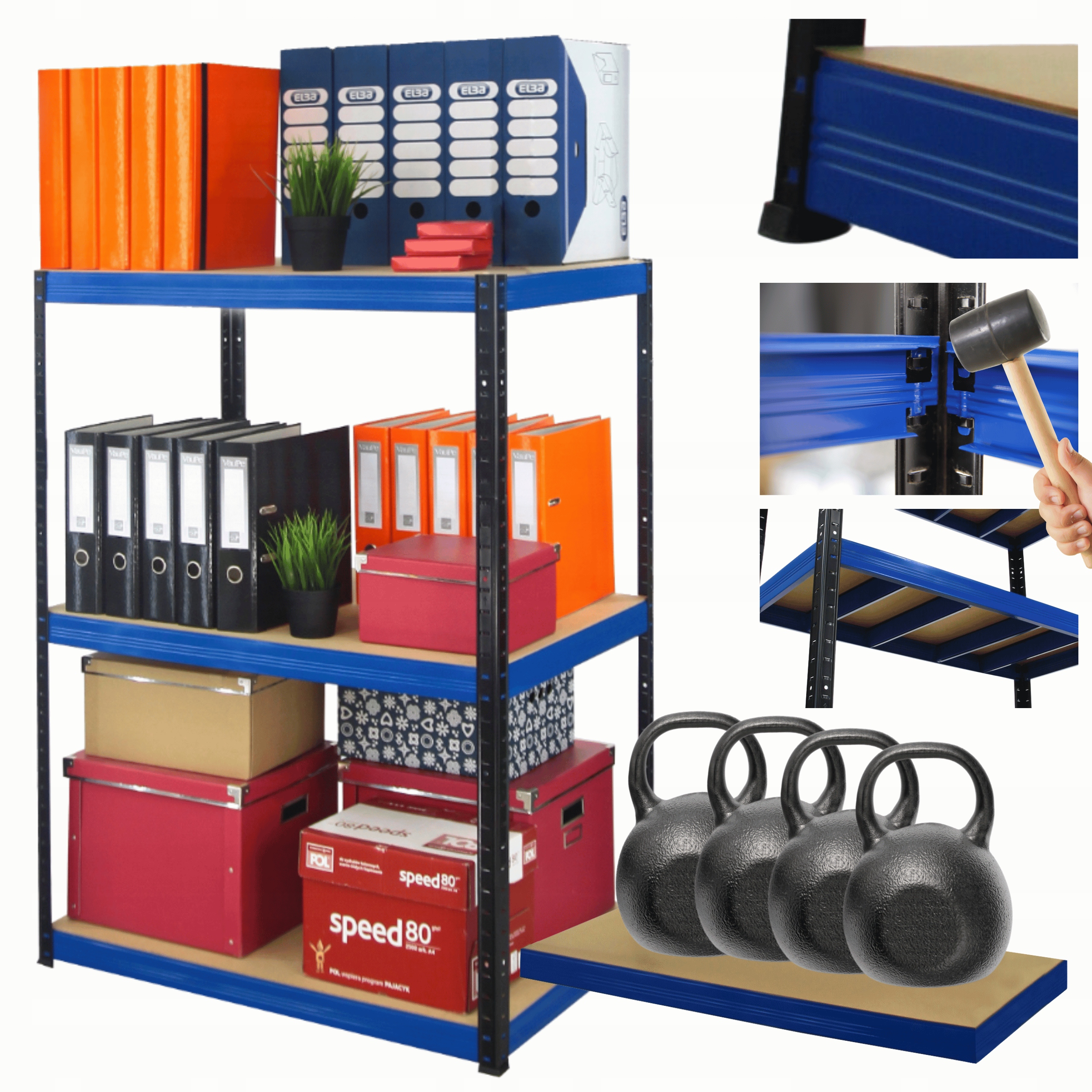 Kovový skladový regál Helios 90x110x45 cm 3Px400 kg Pevný