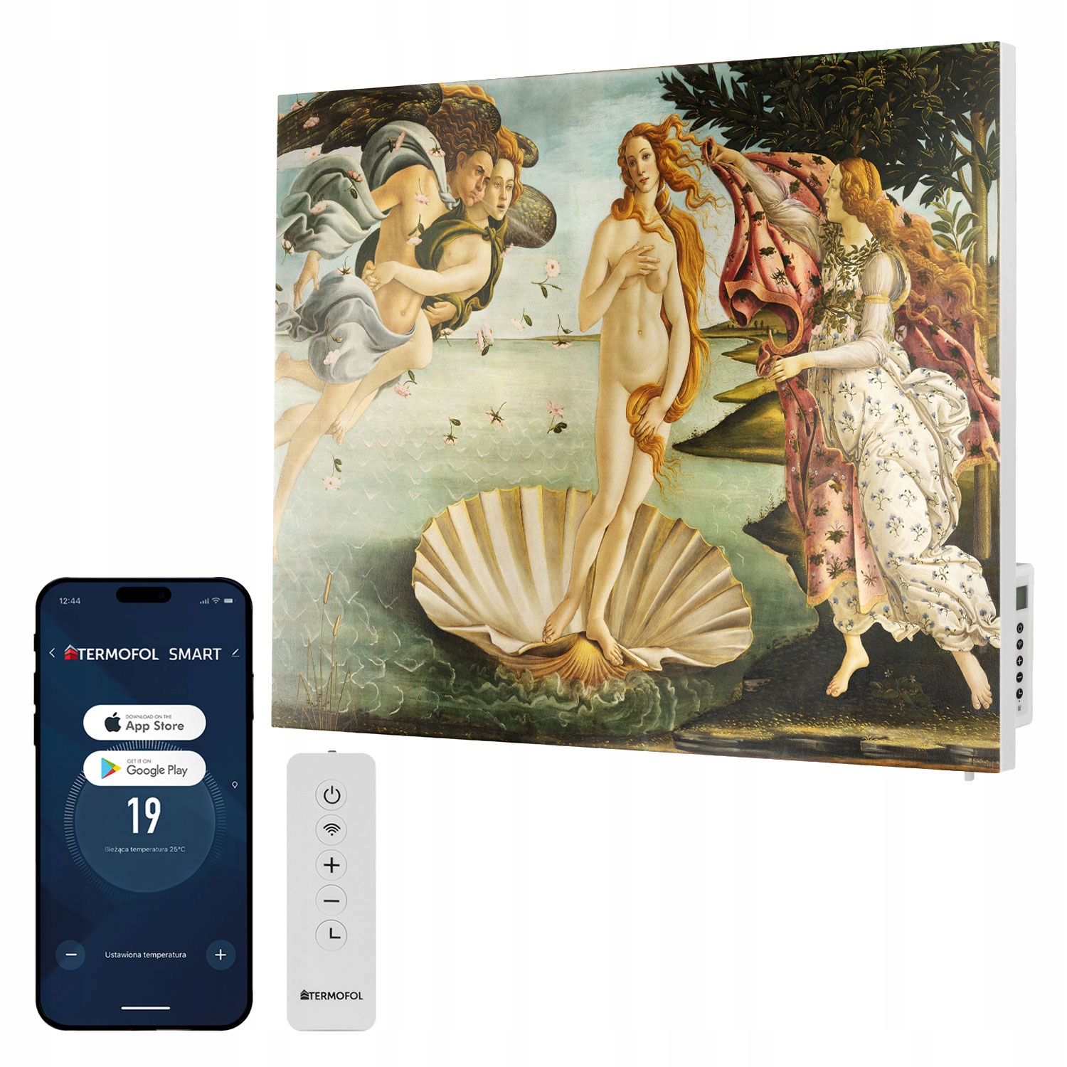 Infračervený ohrievač obraz Narodenie venuše botticelli 500W 85x60 cm WiFi
