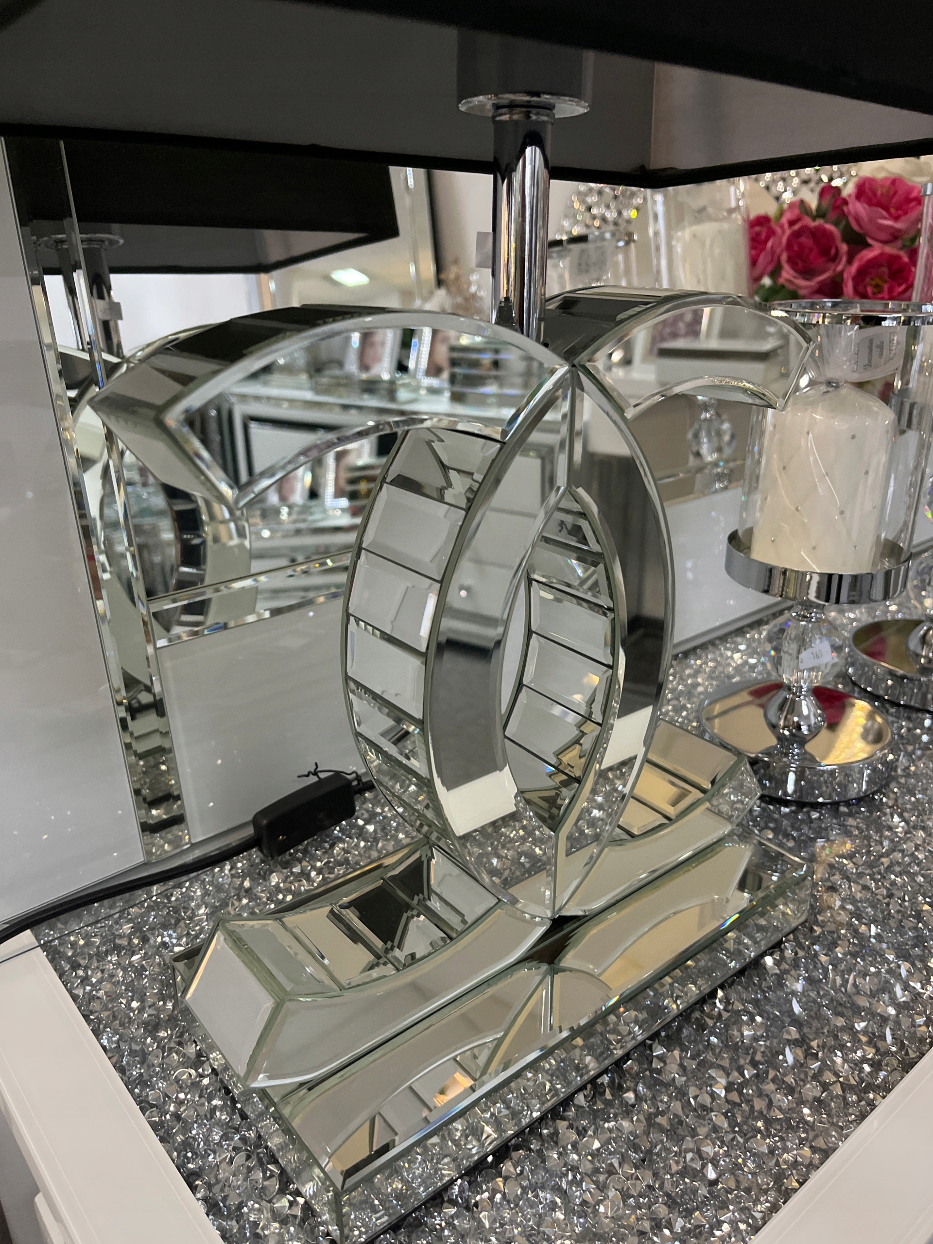 Lampa Stołowa Lustrzana Glamour Kolor czarny