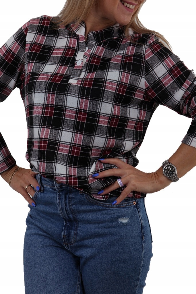 

Bluzka Lekki Sweterek Kratka Guziczki Stójka *4XL
