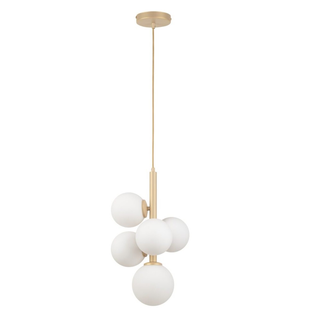 Lampa Wisząca Do Salonu Szklane Białe Kule Sigma Perla 33607 Beżowa