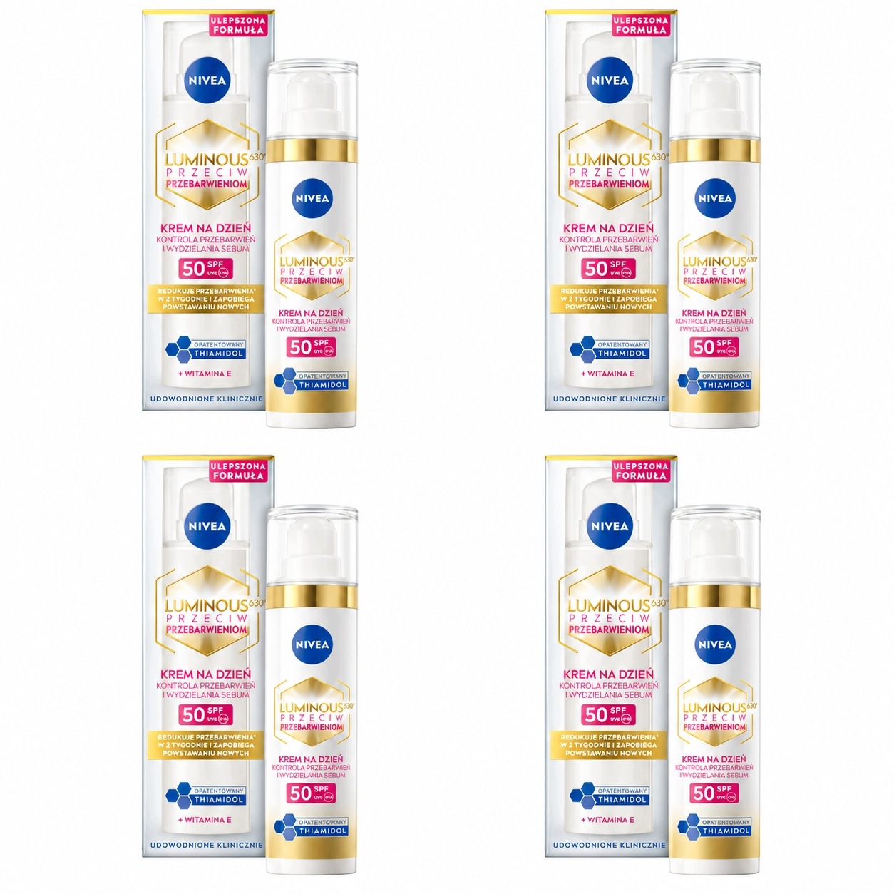 Nivea Luminous Krem na przebarwienia SPF50 kwas hialuronowy 40ml x4
