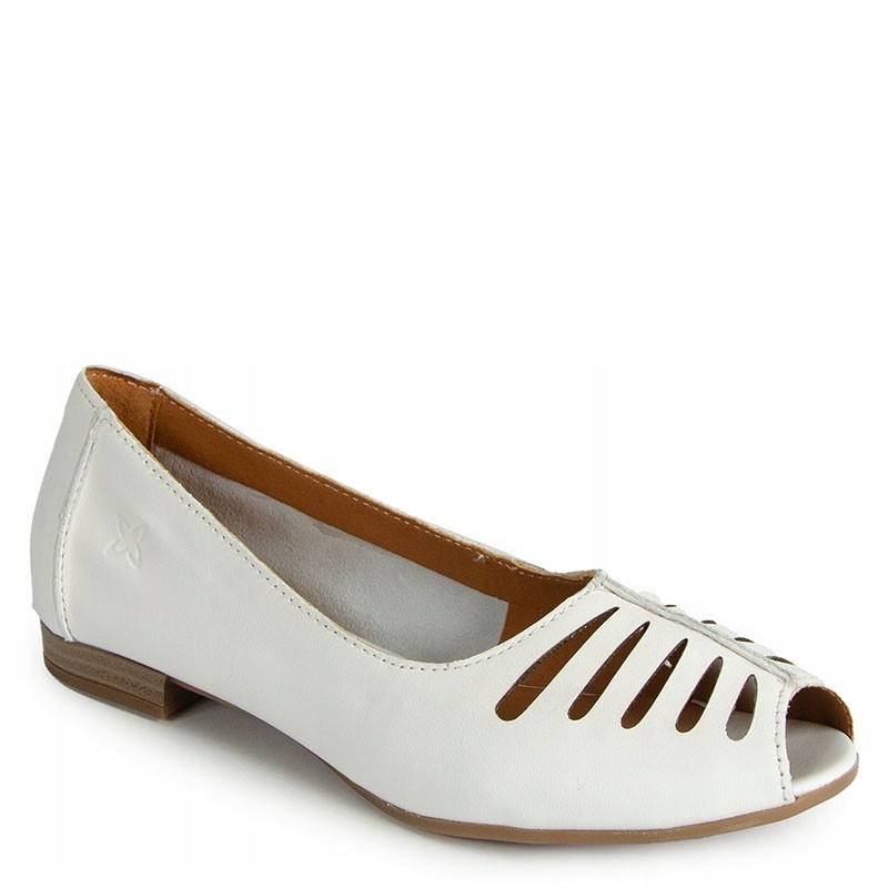 Maciejka P7541-11/00-1 Bílé Kožené Ažurové Baleríny 36