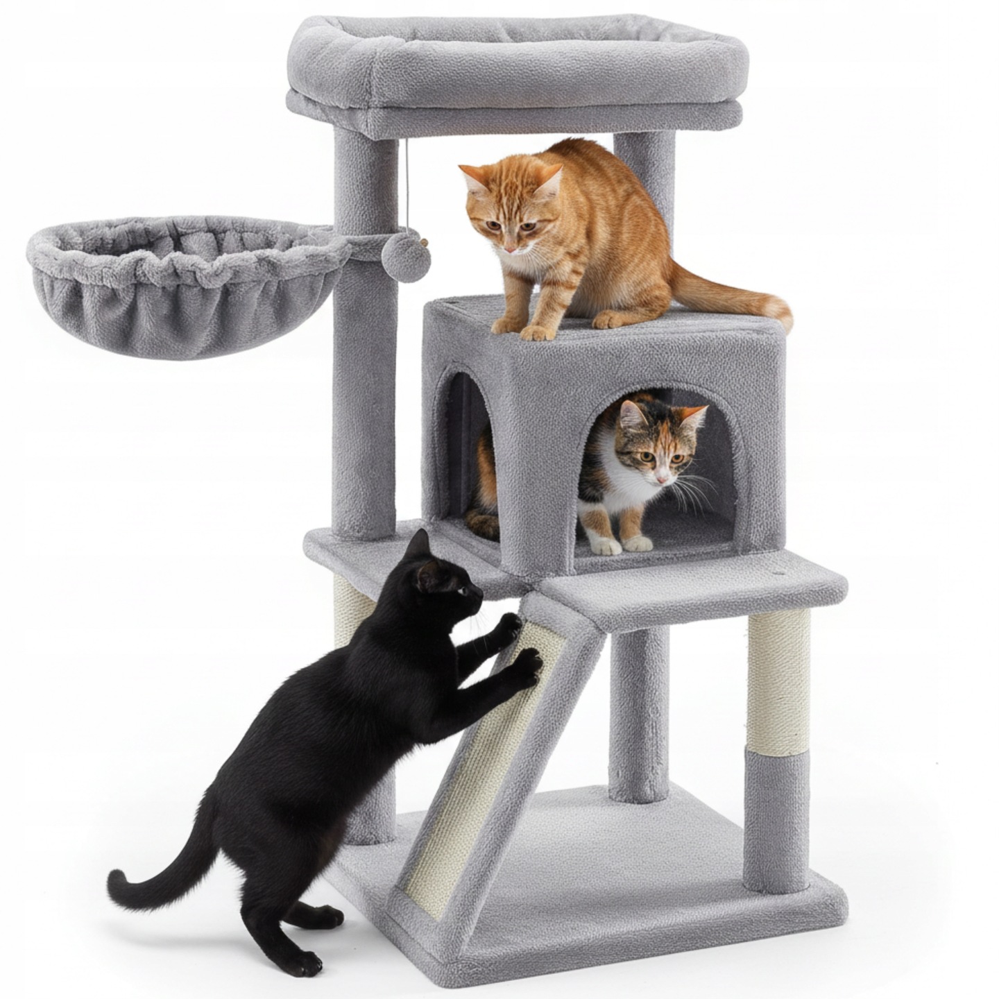 Drapak dla Kota Legowisko Domek Słupek z Zabawkami Lina Sizal 3 Poziomy