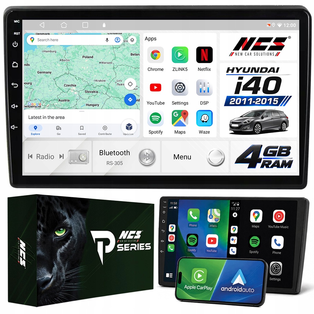 Rádio Navigácia Android RS-305 Hyundai i40 2011-2015 4GB 9"