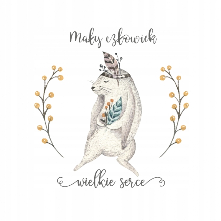 NAKLEJKA NA ŚCIANĘ ZAJĄC KRÓLIK PIÓRA BOHO OZDOBA