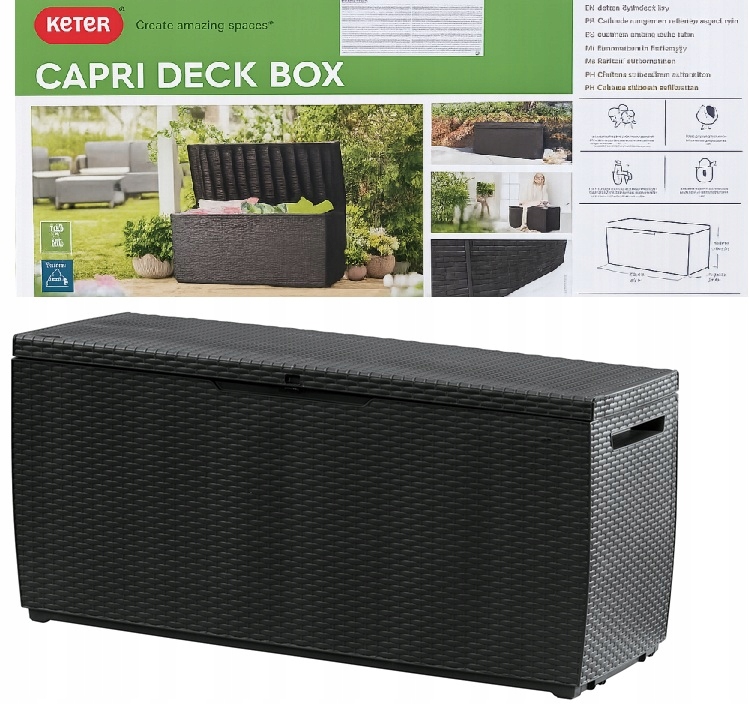 Skrzynia Ogrodowa na Balkon Taras Capri Storage Box 305L grafit Keter