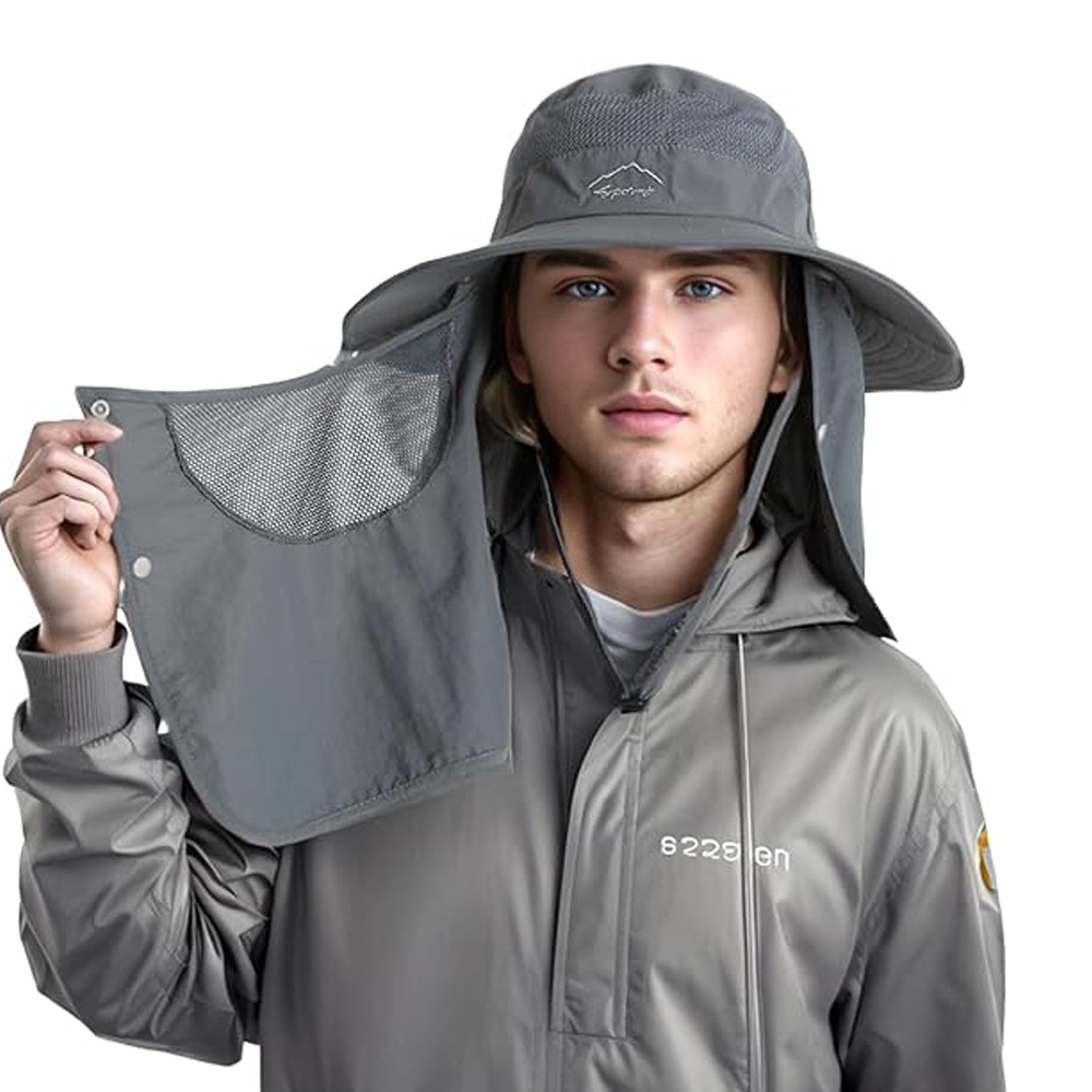 KAPELUSZ WĘDKARSKI WODOODPORNY SKŁADANY Z NAKARCZKIEM I PRZECIWSŁONECZNĄ Marka bez marki