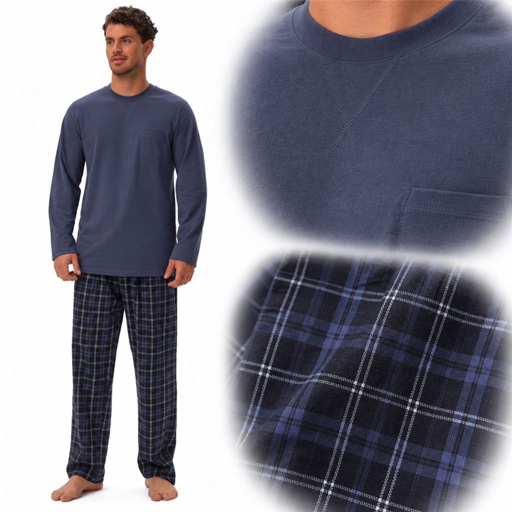 Pánské pyžamo Henderson Herb 41913 ocelově modré 2XL Anrr