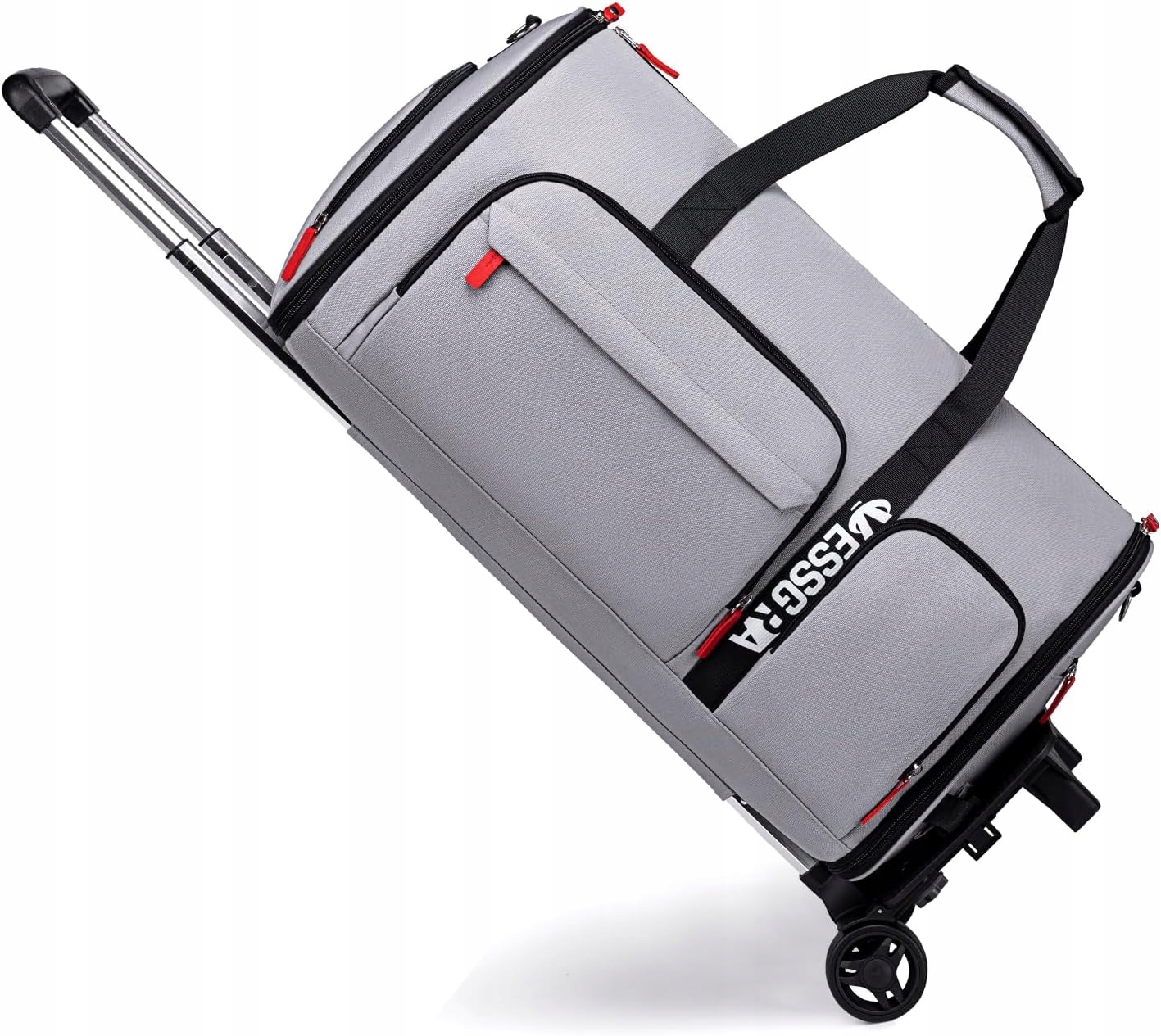 Torba podróżna 56L na ubrania na kółkach z przegrodą na buty szara Vessgra