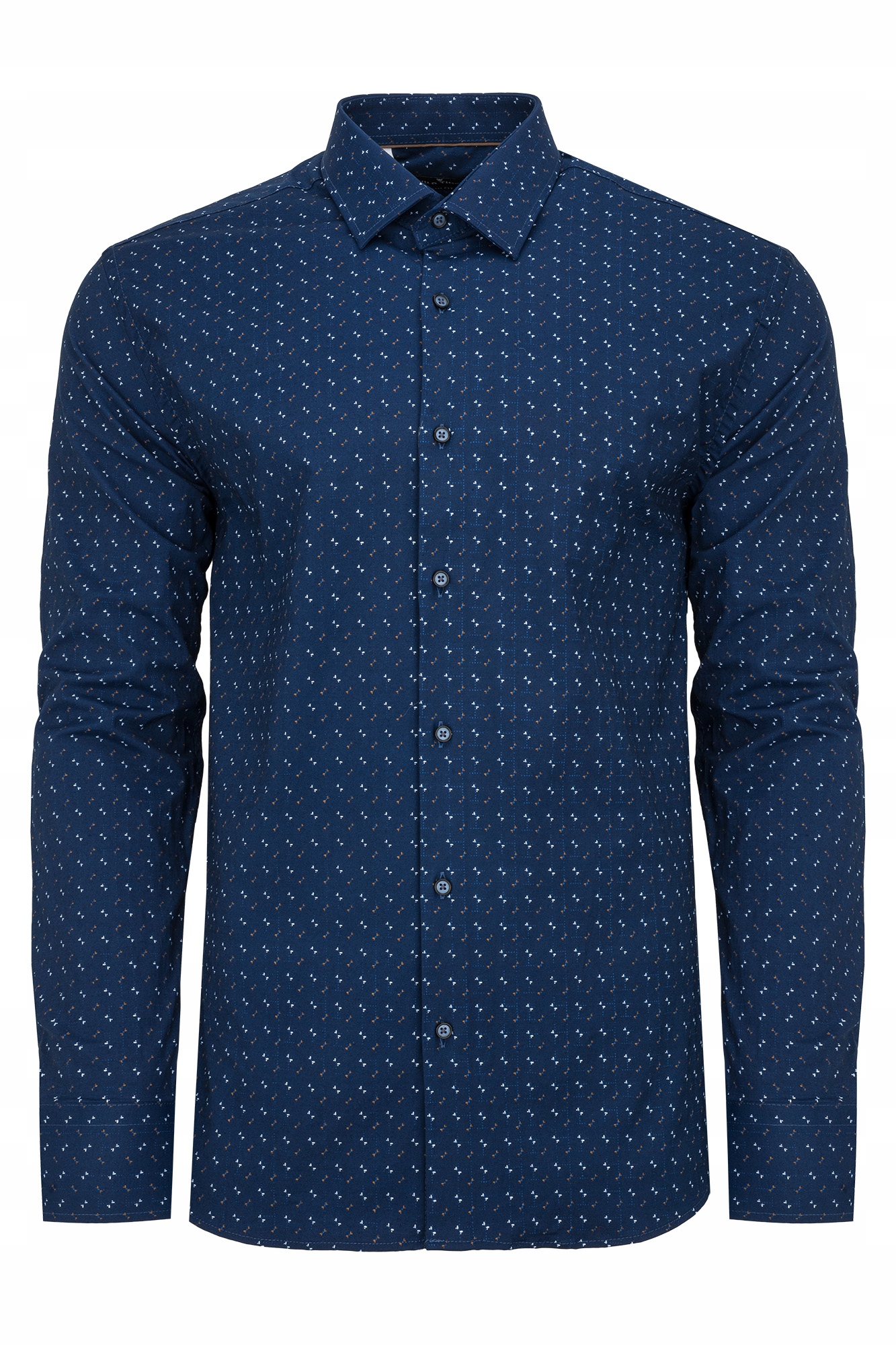 Pánská Košile Modrá Vzor Elegantní Návštěvnická Casual 97VLNA XXL/46