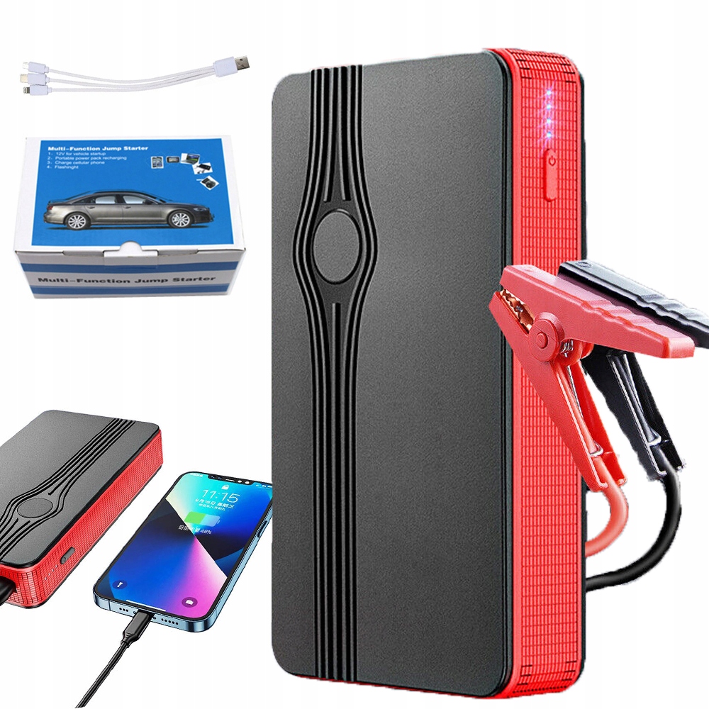 Jump Starter Startovací Booster Powerbanka Výkonná Svítilna Kladívko Set 30000 mAh