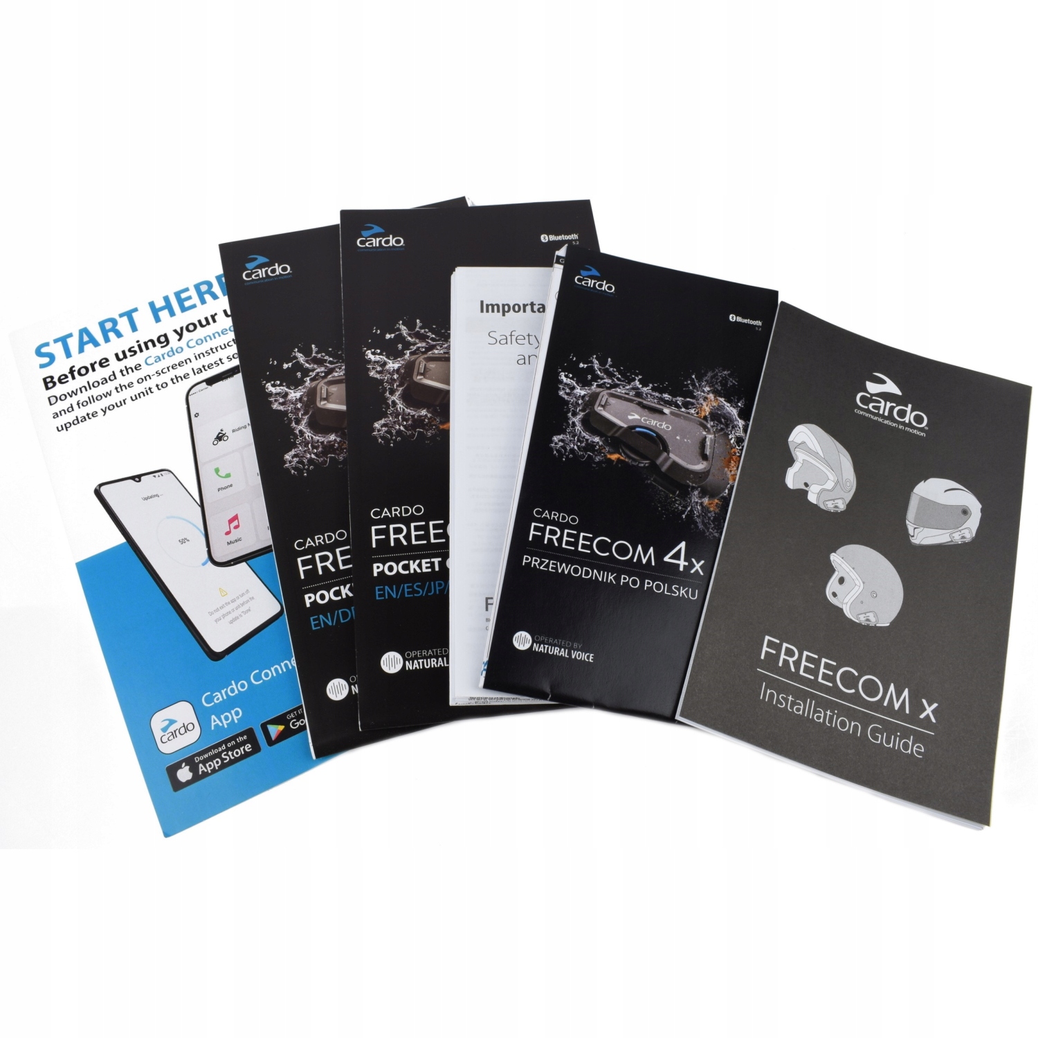 Interkom motocyklowy Cardo Freecom 4X Duo Dodatkowe elementy zestawu ładowarka kabel USB