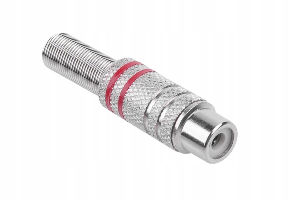 Gniazdo Rca nikiel 2 paski na kabel czerwone Lechpol Electronics