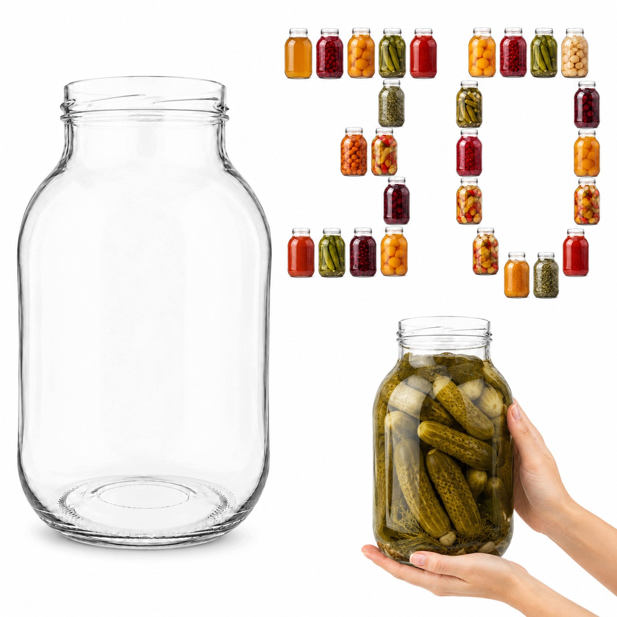 Poháre 4000 ml 4 l 30 ks na kapustové uhorky a zaváraniny