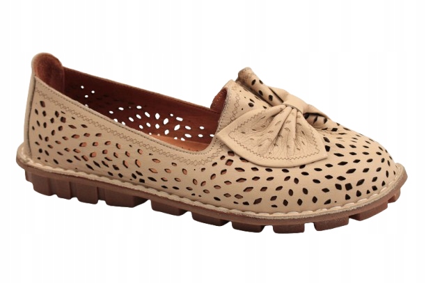 Polobotky Mokasíny Venezia E136LEBEOBM029 37 Béžová kožená s mašličkou