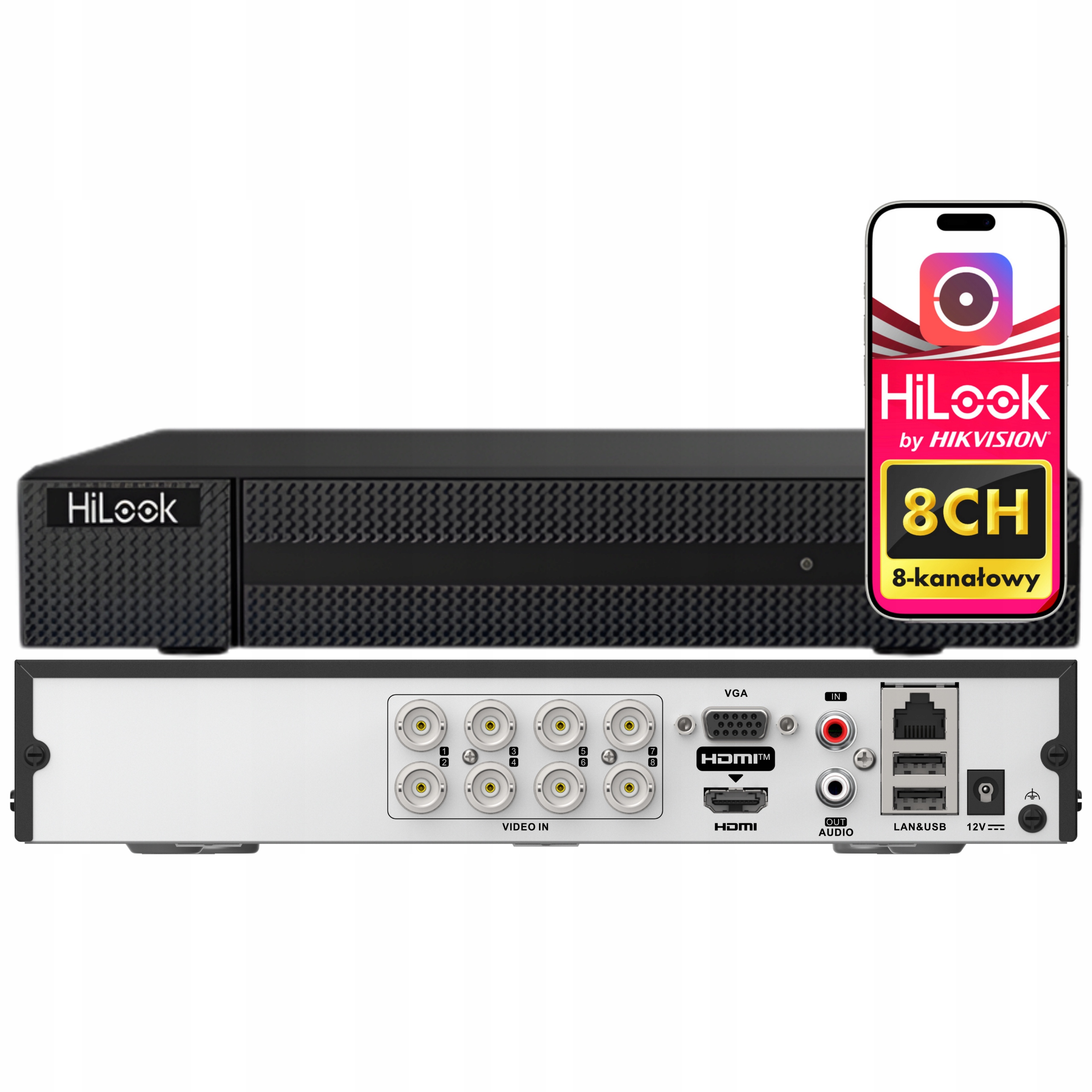 Rejestrator DVR-208G-M1/T 8 Kanałowy Hdmi Vga Do 5MPX Hilook By Hikvision