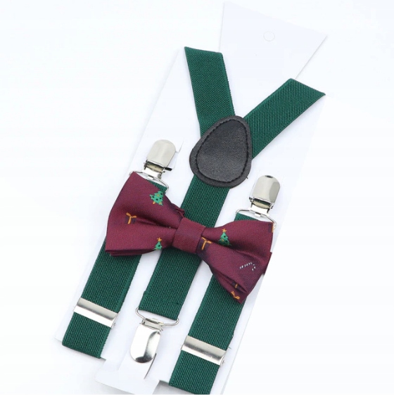 

Szelki dziecięce butelkowa zieleń i Mucha bordowa