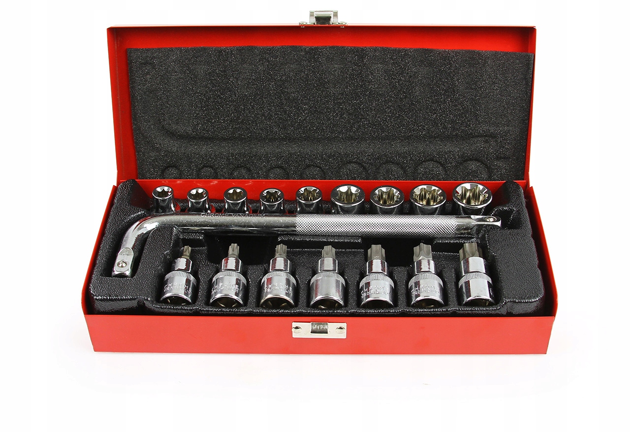 KLUCZE NASADOWE TORX BIT 1/2'' 17szt. E10 - E24 Rodzaj klucza nasadowy