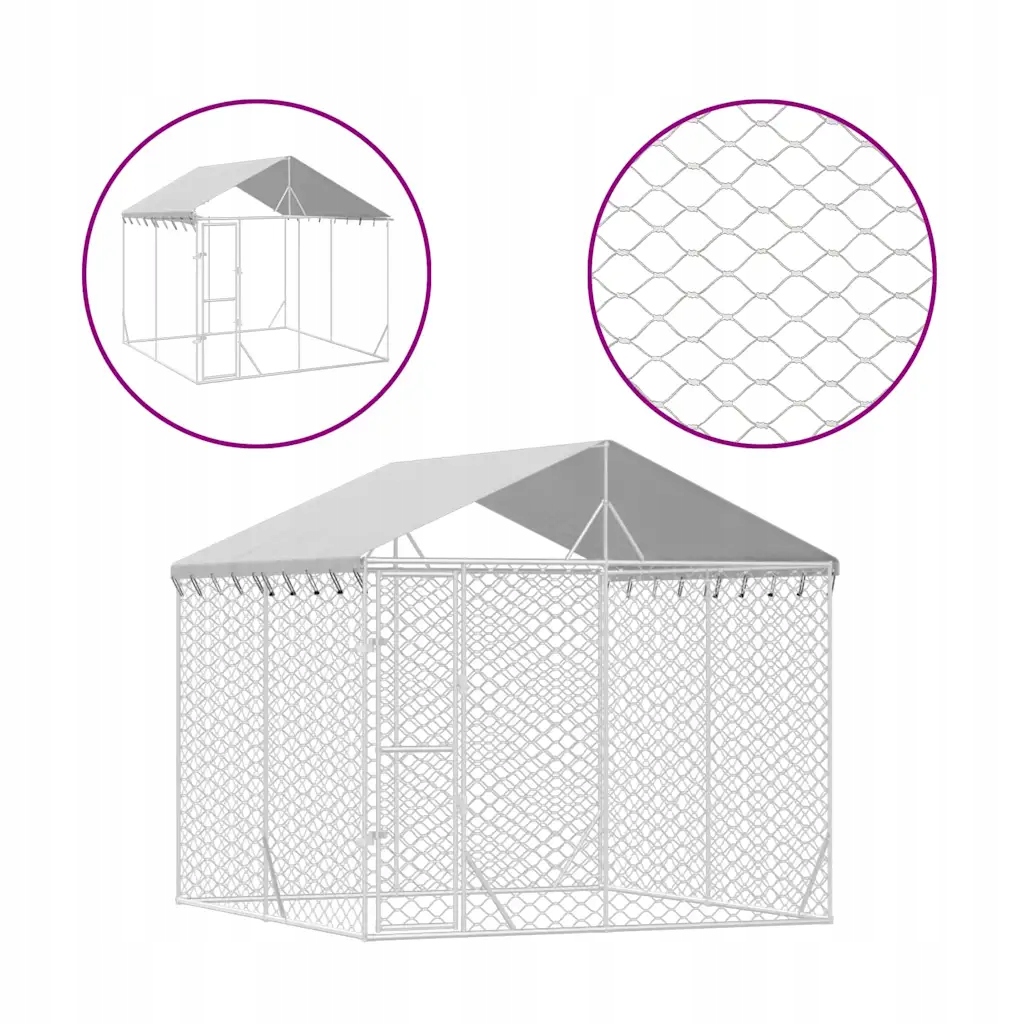 Klec kotec pro zvířata 3x3x2,5 m, stříbrná, ocel, Pe