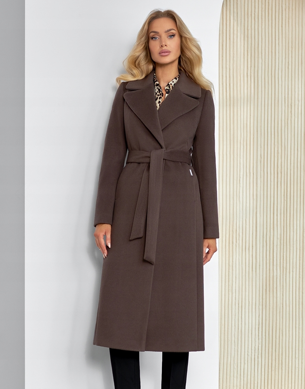 Zartex dámský klasický kabát podzim zima alpaka Amber čokoláda AW25 r44