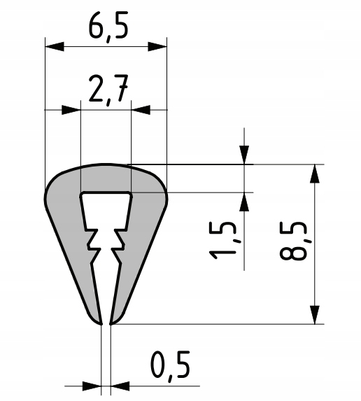 Osłona krawędzi EPDM 1-1,5mm '1012' METR BIEŻĄCY Kod producenta 1012
