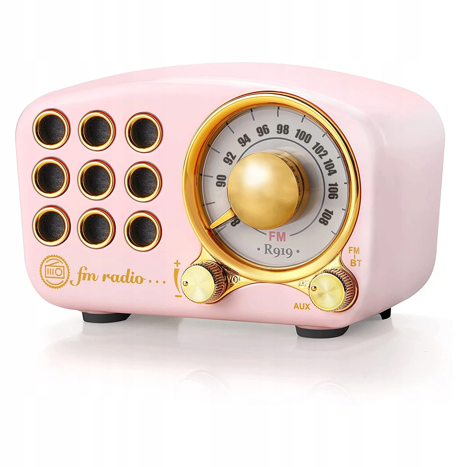 Radio kuchenne Fm Feegar Retro Pink Przenośne Sieciowe Bluetooth 10h Sd Aux-Zdjęcie-0