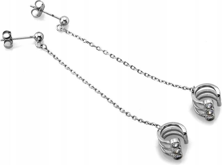 Stříbrné náušnice dlouhé 925, visící na dlouhém řetízku na tyči, stříbro