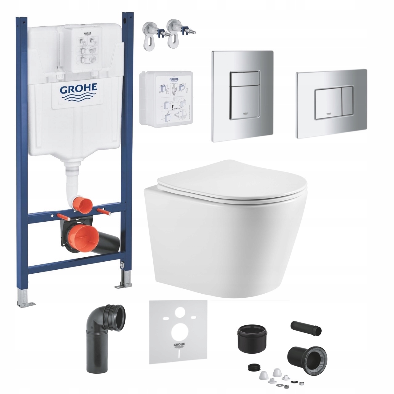 Grohe Wc misa Tornado s doskou s tlačidlom podomietkový set Premium 7v1