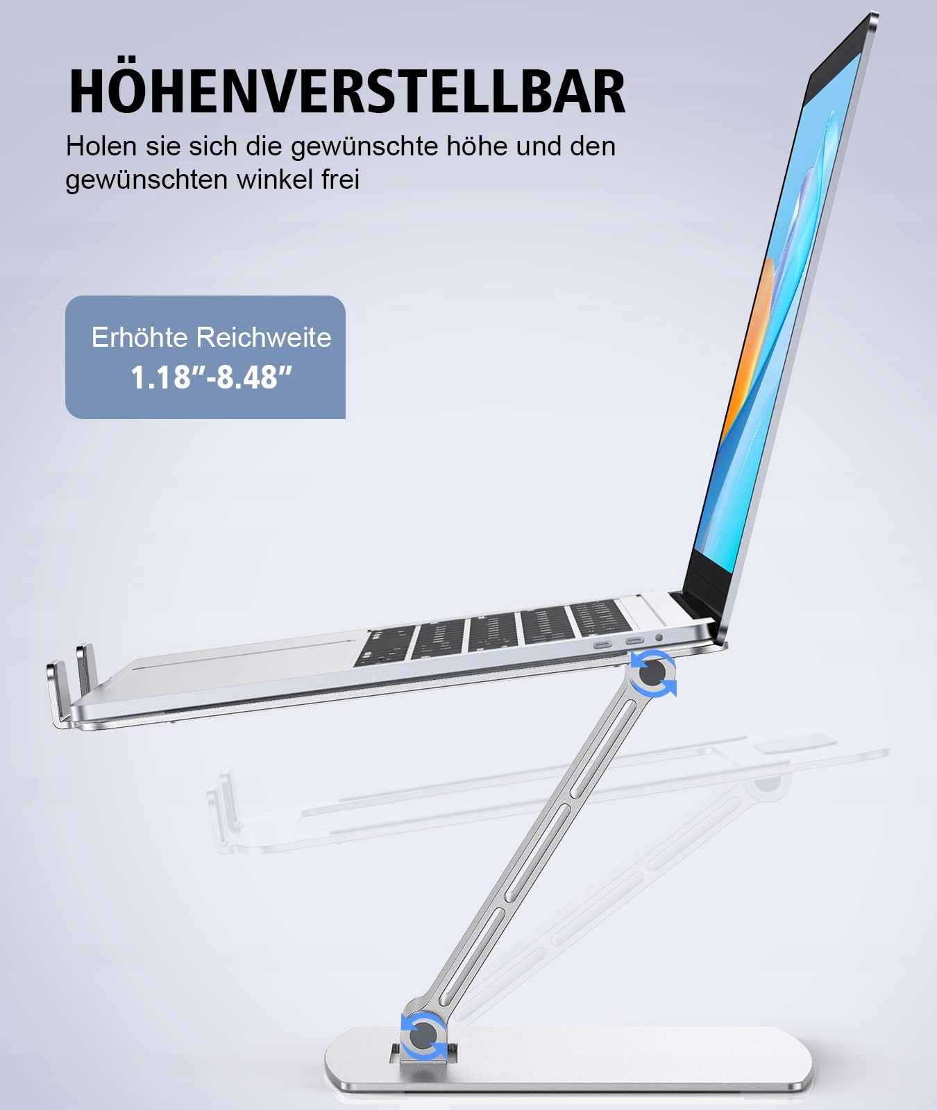 GLANGEH REGULOWANY STOJAK NA LAPTOPA ALUMINIOWY KOMPATYBILNY Z MACBOOK — miniatura 2