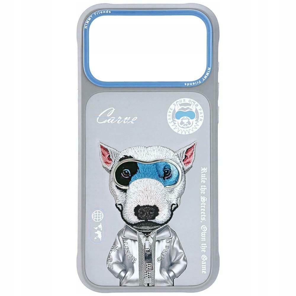 Pouzdro Nimmy Cool&Cute 2.0 Dog pro iPhone 17 Pro Max šedé