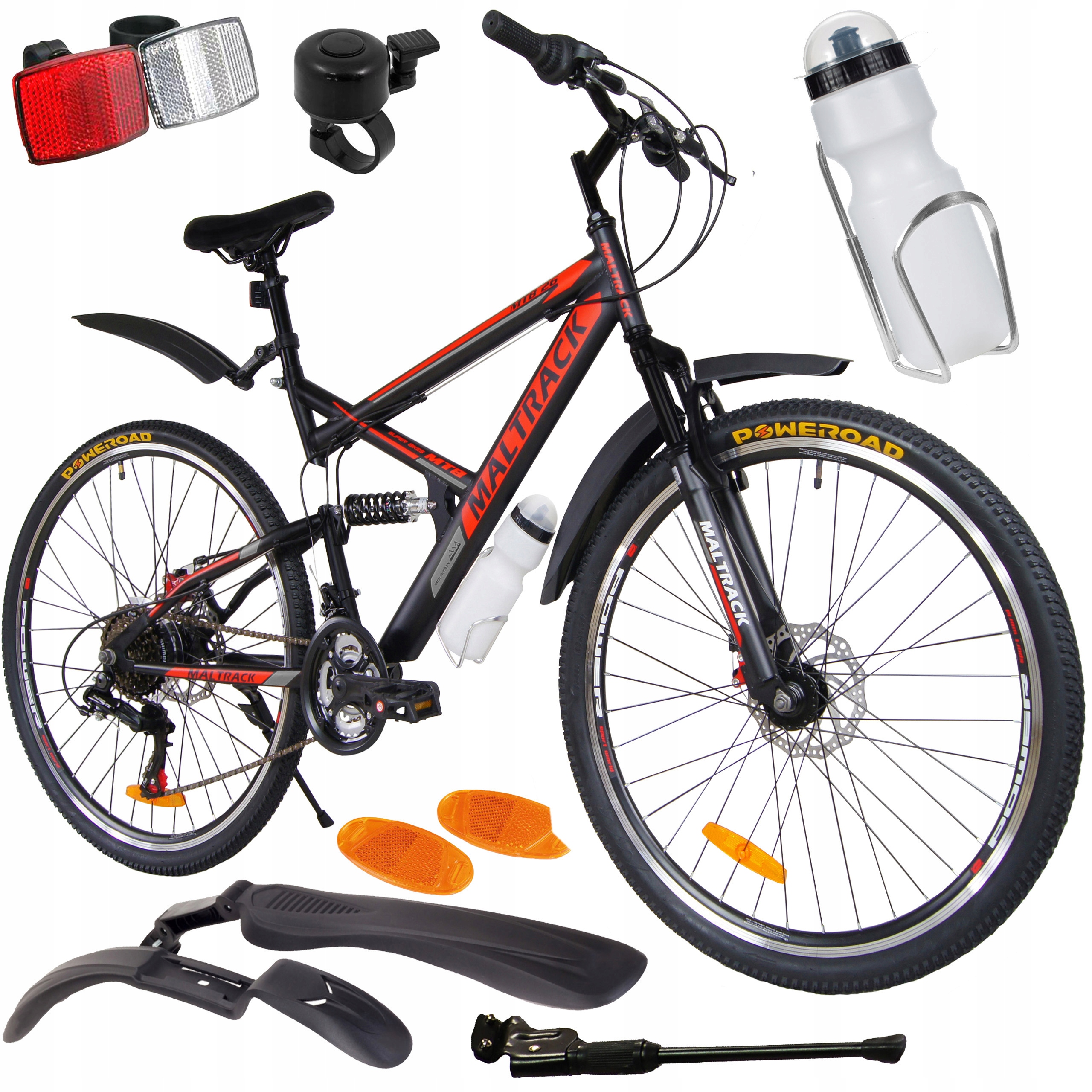 Horské Kolo Mtb Shimano Tlumiče 26'' Lahev Na Pití Blatníky 18 Rychlostních Stupňů