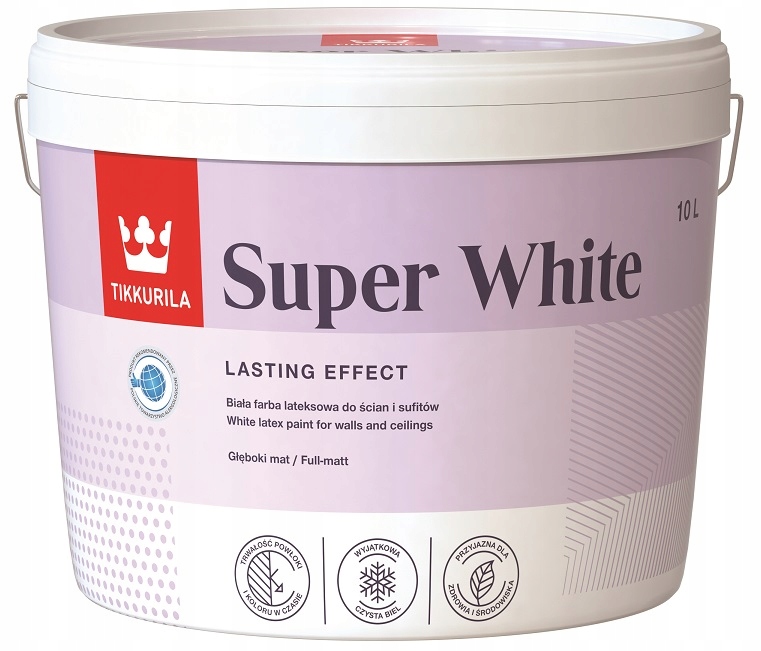 TIKKURILA SUPER WHITE FARBA LATEKSOWA BIAŁA 10L