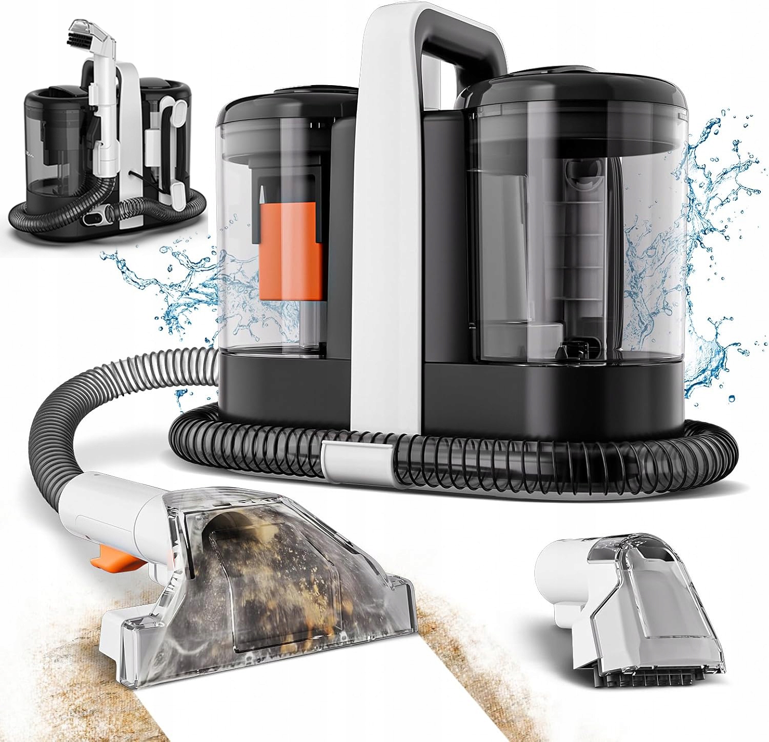Mocny Odkurzacz Piorący 600W 15KPA Do Dywanów Tapicerki Mokro Sucho