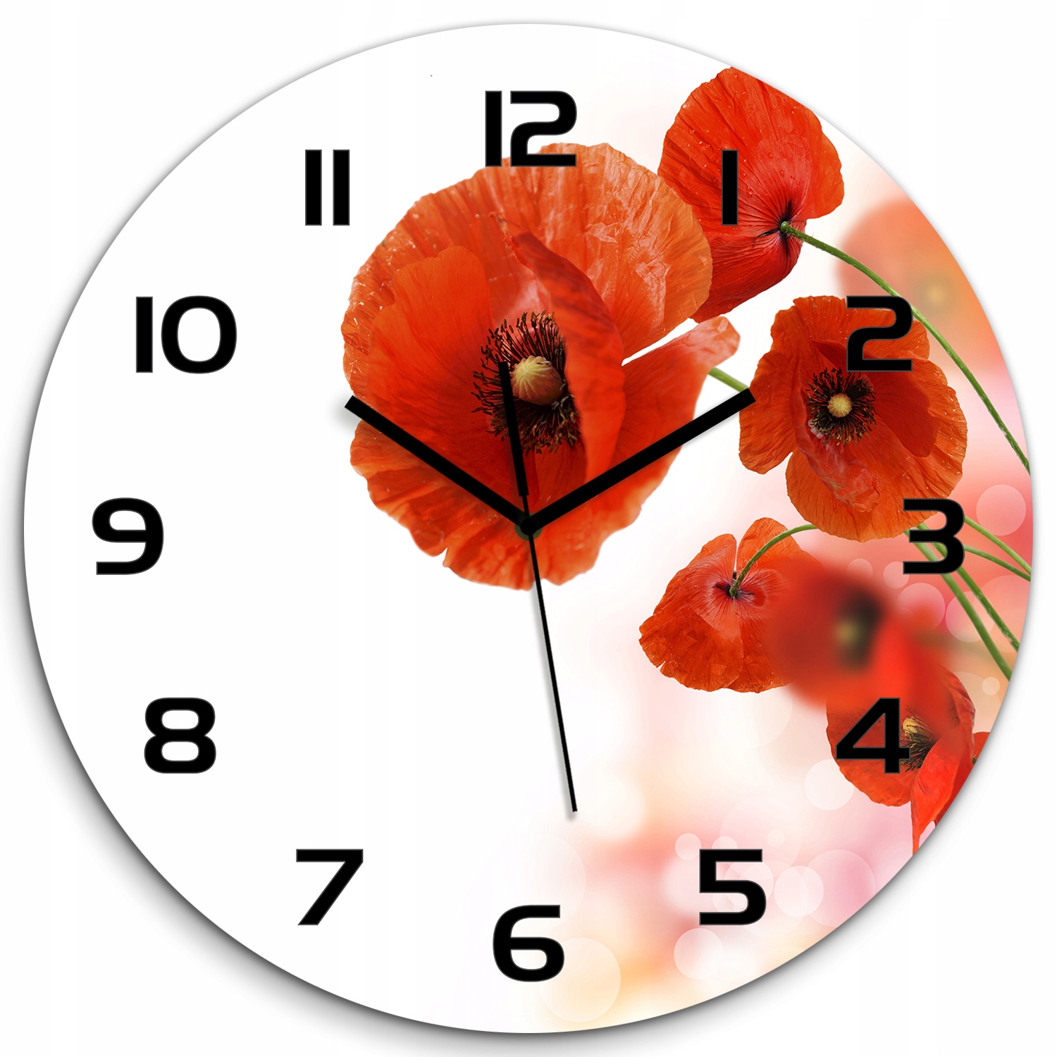 

Duży szklany zegar, cichy mechanizm Maki fi 60 cm