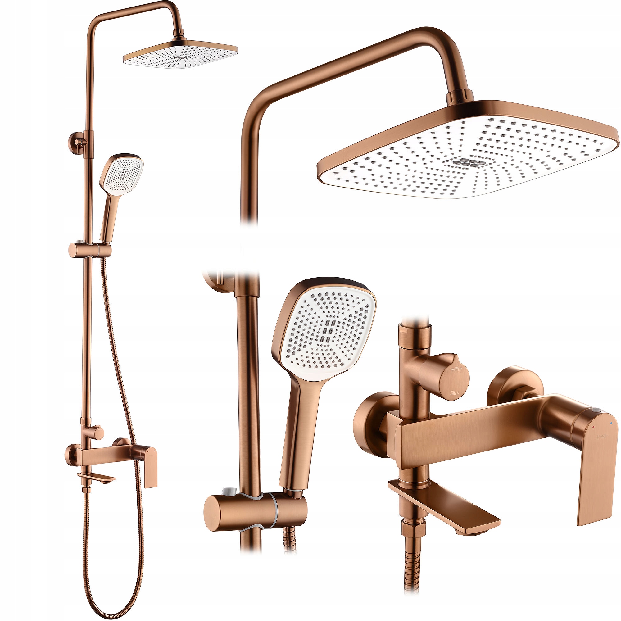 Nástenný Sprchový Set S Brúsenou Meďou A Dažďovou Sprchou Rea Storm