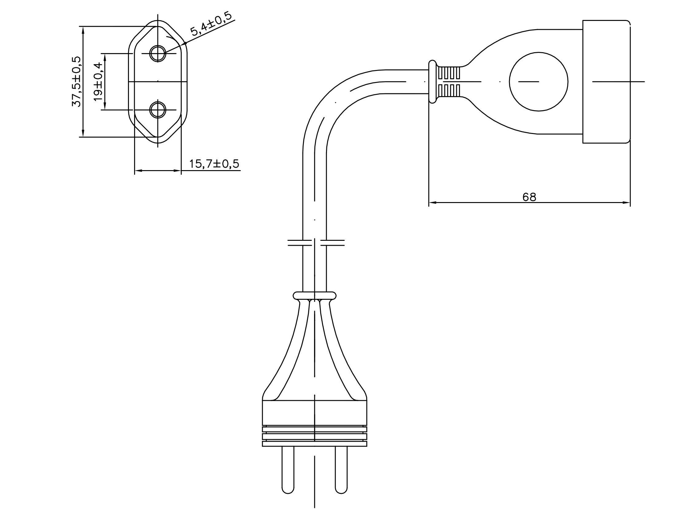 Przedłużacz pojedynczy płaski bez uziemienia 3m czarny Liczba gniazd 1