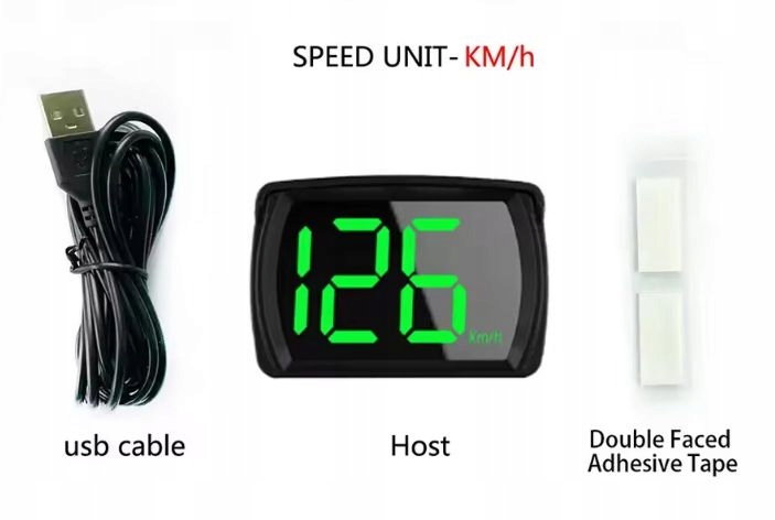Prędkościomierz GPS, HUD Head Up - cyfry zielone