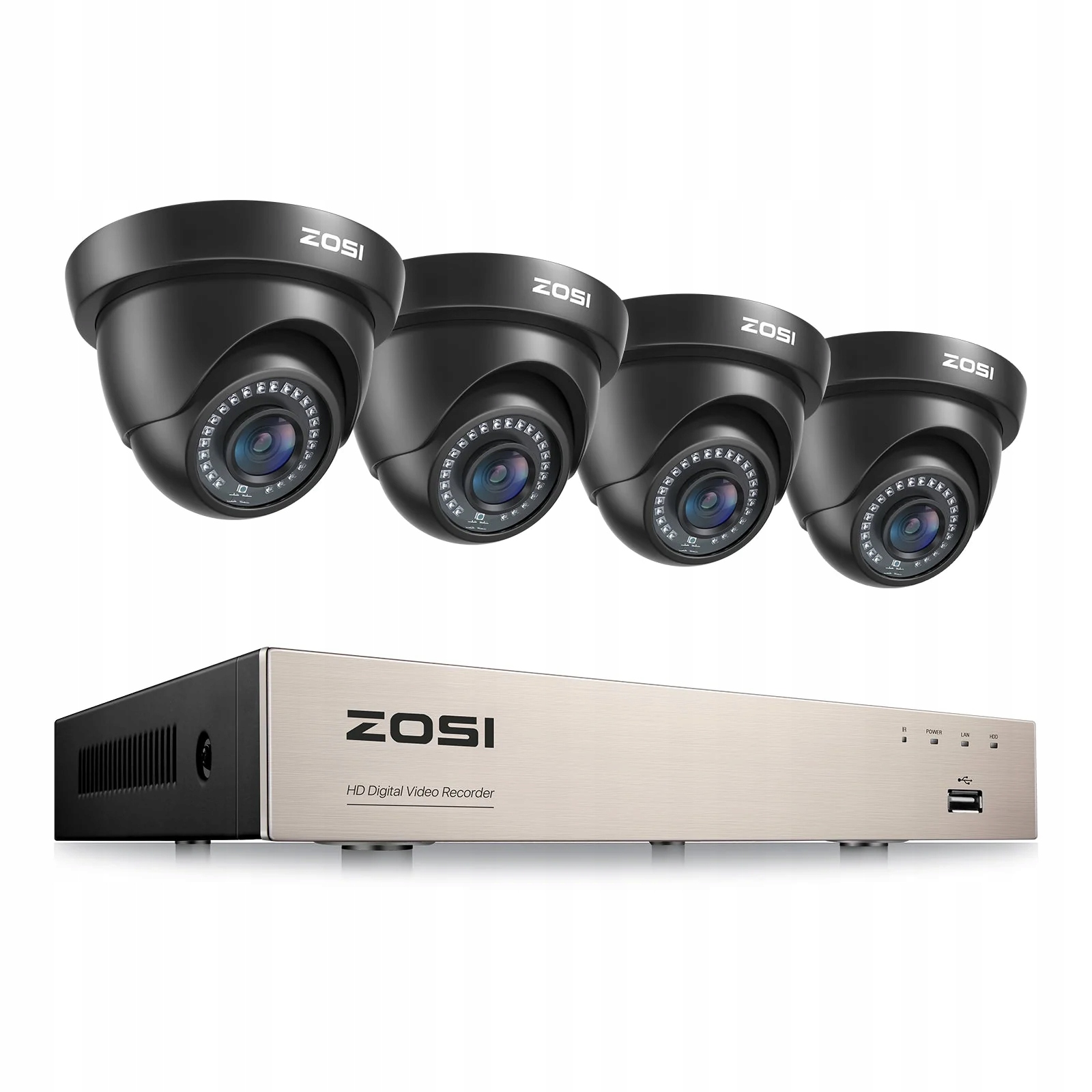 Zestaw Monitoringu Zosi 8-kanałowy rejestrator Dvr 4 kamery Full Hd